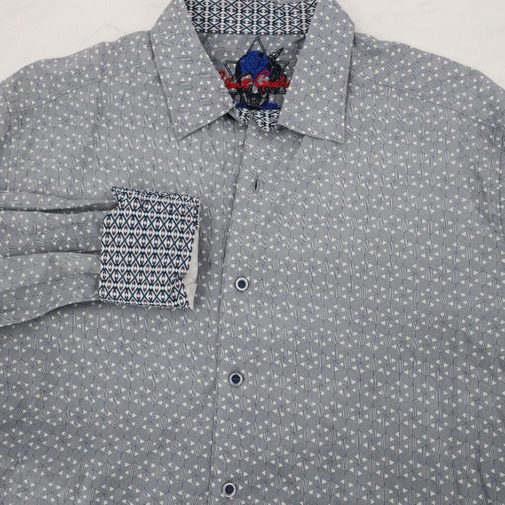 Robert graham shirt men's medium flip cuff geometric print long sleeve cotton